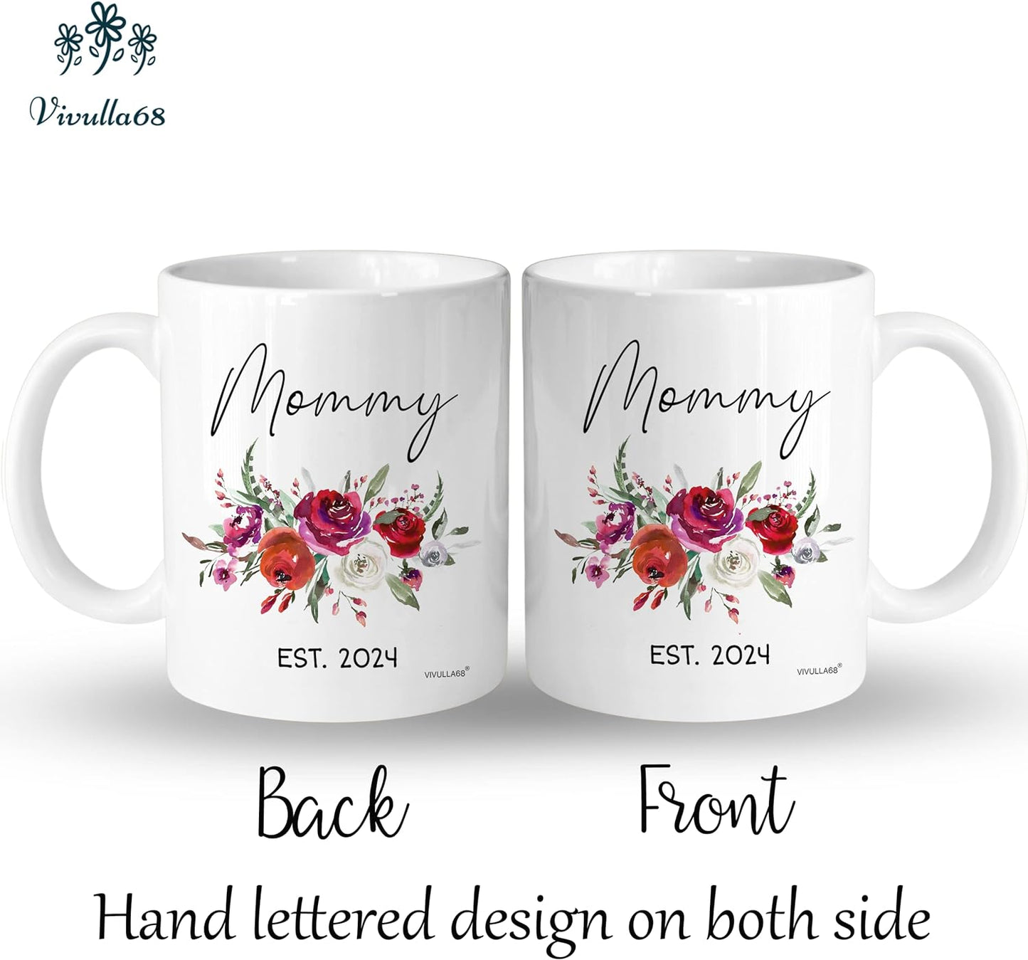 mailabeeus Mommy Daddy Est 2024 Mugs, Pregnancy Announcement For Parents Mug Set, New Mom and Dad Gifts First Time 2024, New Parent Gifts, Baby Announcement Mug, Mom and Dad Mugs