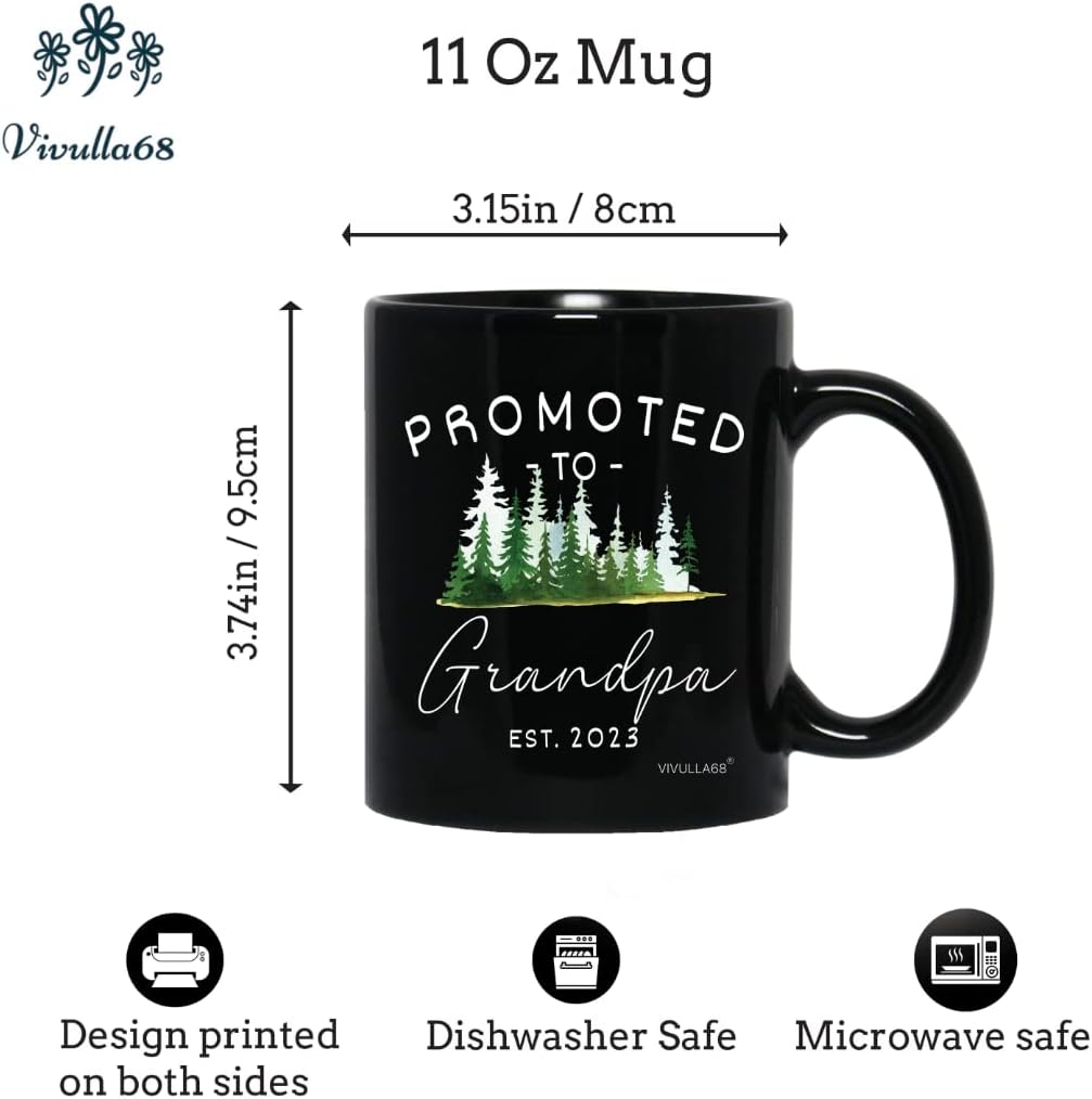 mailabeeus Pregnancy Announcement For Grandparents Mug Set, Promoted To Grandparents Grandma And Grandpa 2023 Mugs, New Grandparents Gifts First Time 2023, Grandparents Baby Announcement Gifts (Black)