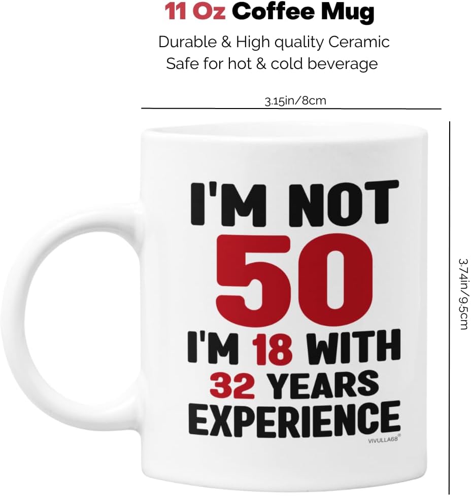 mailabeeus 50th Birthday Gifts For Him, Women Mens 50th Birthday Gift Ideas, 50th Birthday Gifts For Men Funny, Fifty Birthday Gifts For Men And Women, Turning 50 Gifts, 50th Cups, 50th Birthday Mug