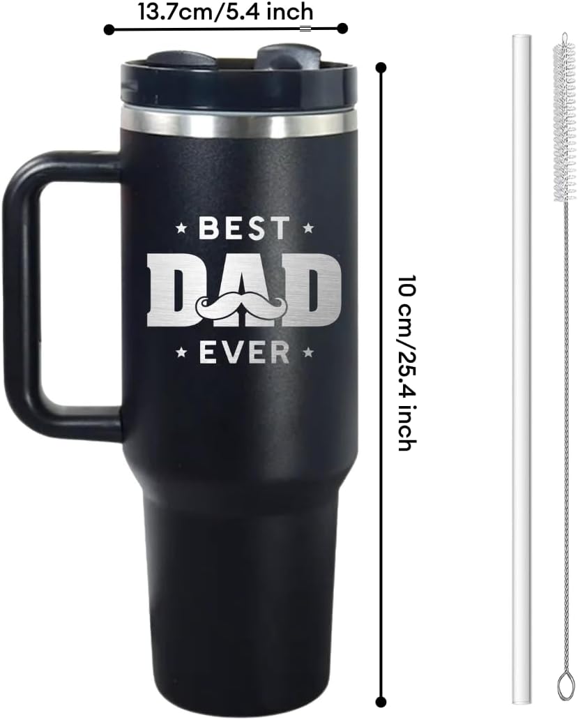 mailabeeus Best Dad Ever Tumbler 40oz, Best Dad Ever Gifts, Coffee Tumbler For Dad, Dad Tumbler For Man, Happy Birthday Dad, Father's Day Gifts Coffee Tumbler, Christmas Gifts for Dad, Dad Cups Tumbler