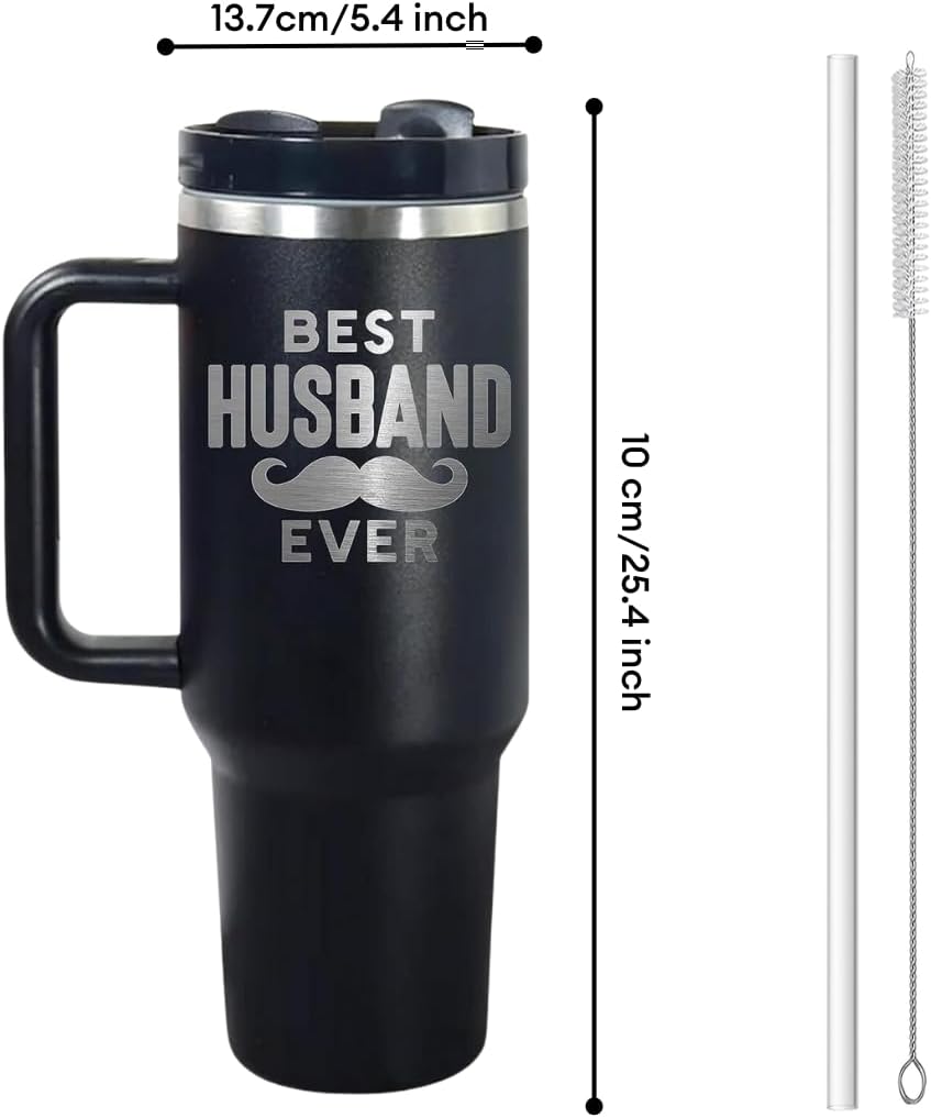 mailabeeus Best Husband Ever Tumbler 40Oz, Husband Coffee Cup, Gifts For Husband On Anniversary, Christmas For Husband, Husband Birthday Gift, Father Day Gifts For Husband, Valentines Gift, Hubby Gift