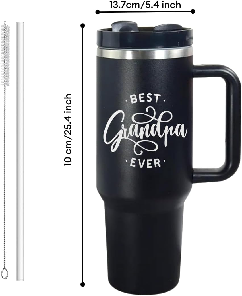 mailabeeus 40Oz Best Grandpa Ever Tumbler, Grandpa Gifts, Grandpa Birthday Gifts, Grandpa Christmas Gifts, Grandpa Gifts from Grandkids, Father's Day Gift from Grandkids, Presents for Grandpa