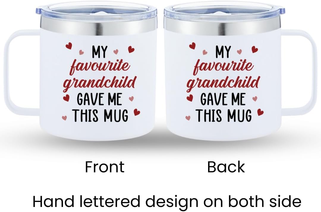 mailabeeus My Favorite Grandchild Gave Me This Mug Tumbler, Grandma And Grandpa Mugs, Grandfather Fathers Day Gift, Grandma Birthday Gift, Grandpa Christmas Gifts From Grandchildren, Grandparents Mugs