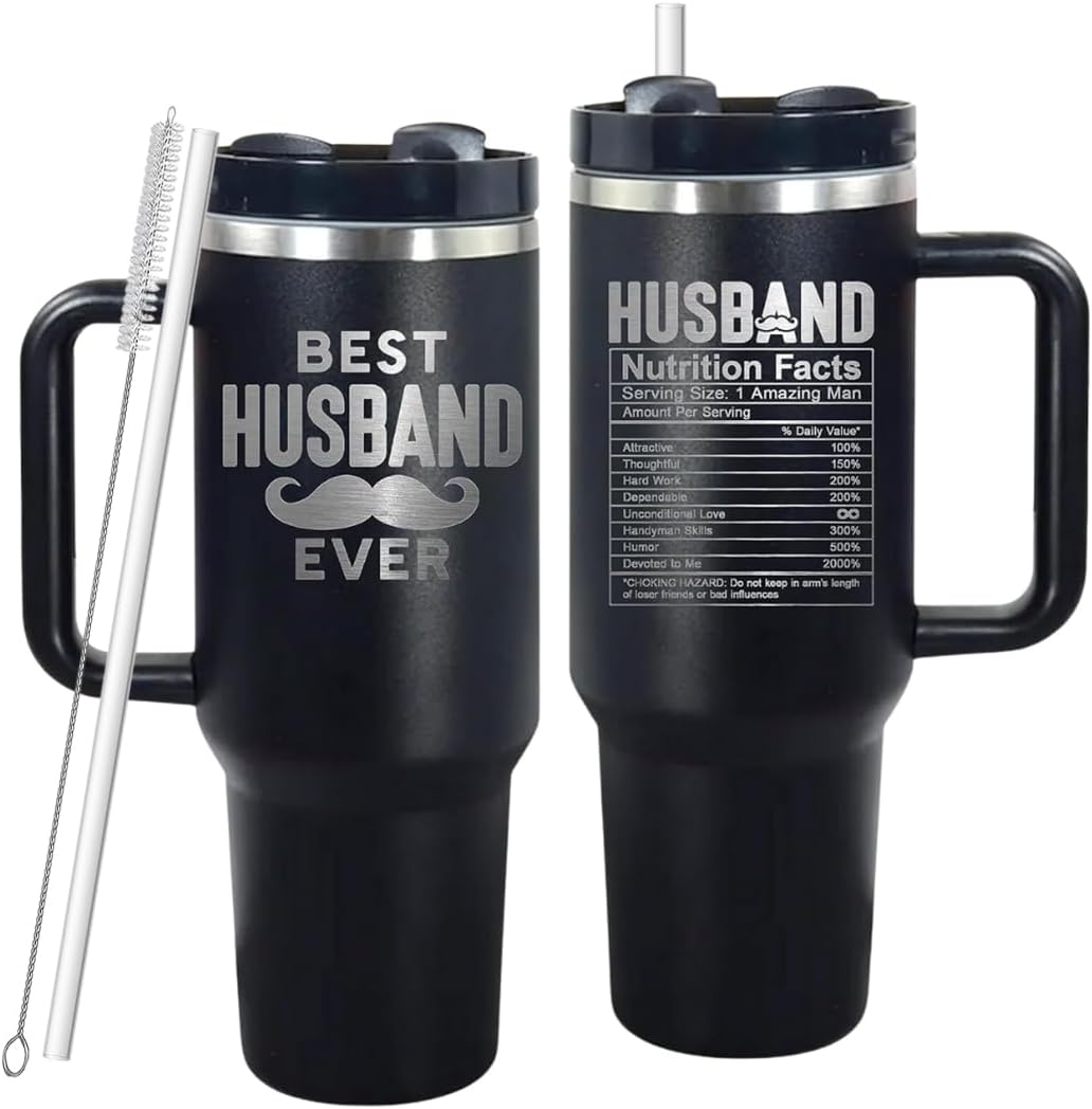 mailabeeus Best Husband Ever Tumbler 40Oz, Husband Coffee Cup, Gifts For Husband On Anniversary, Christmas For Husband, Husband Birthday Gift, Father Day Gifts For Husband, Valentines Gift, Hubby Gift