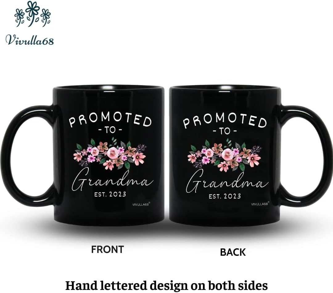 mailabeeus Pregnancy Announcement For Grandparents Mug Set, Promoted To Grandparents Grandma And Grandpa 2023 Mugs, New Grandparents Gifts First Time 2023, Grandparents Baby Announcement Gifts (Black)