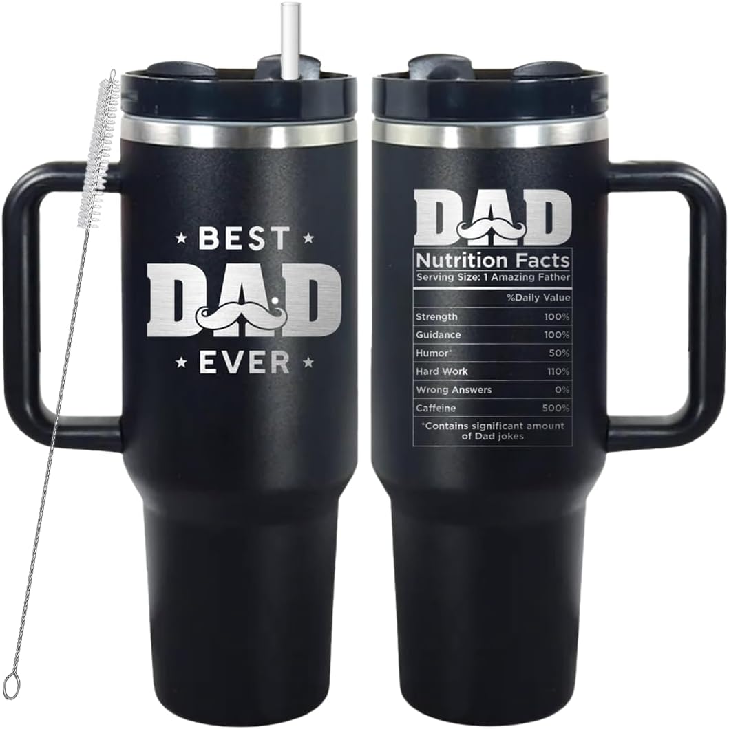 mailabeeus Best Dad Ever Tumbler 40oz, Best Dad Ever Gifts, Coffee Tumbler For Dad, Dad Tumbler For Man, Happy Birthday Dad, Father's Day Gifts Coffee Tumbler, Christmas Gifts for Dad, Dad Cups Tumbler