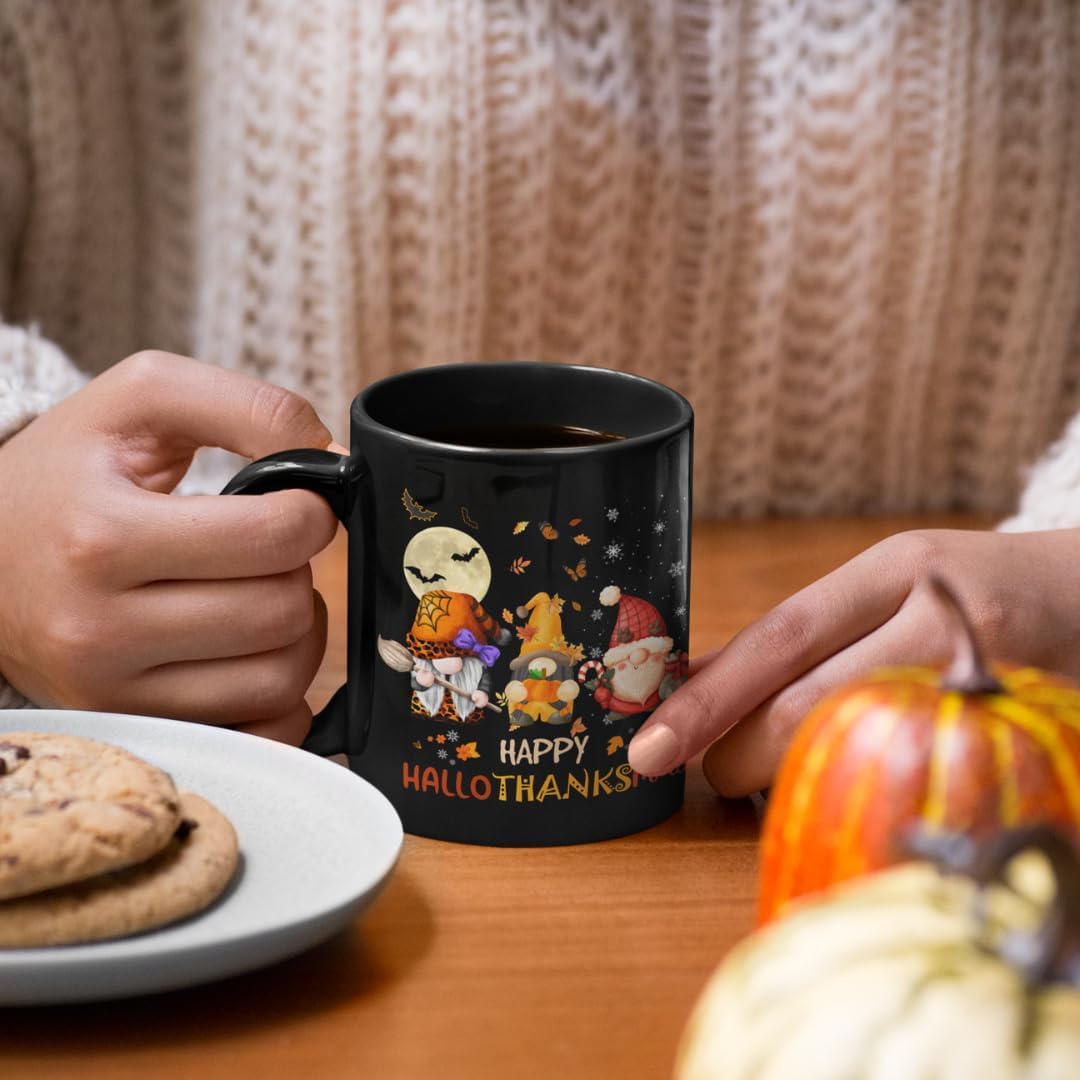 mailabeeus Happy Hallothanksmas Mug, Gnomes Gifts for Women, Women Christmas Gifts, Xmas gifts, Hocus Pocus Gifts, Halloween Mug, Halloween Cup, Hocus Pocus Mug, Fall Gifts, Fall Coffee Mug, Autumn Mug