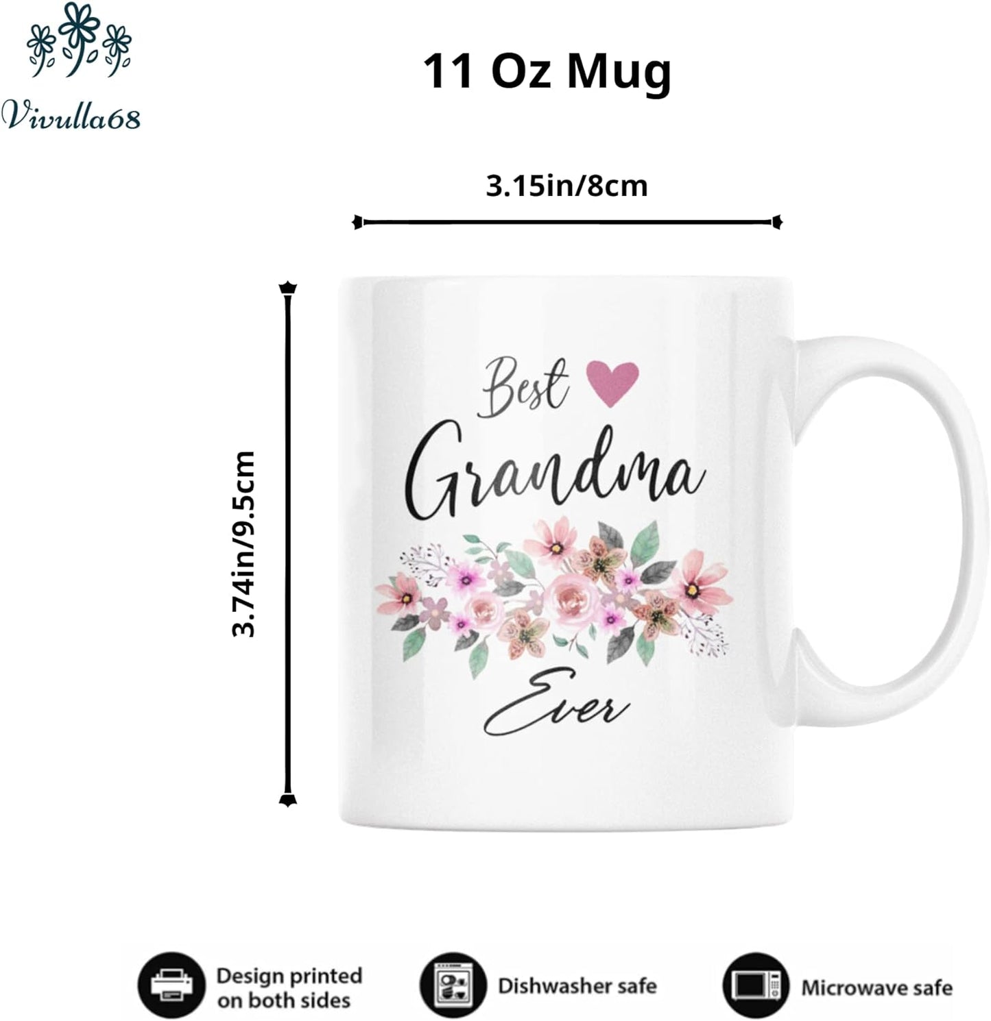 Best Grandma Ever Coffee Mug, Best Grandma Gifts, Nana Cup, Gifts For Mimi, Nana Gifts From Grandkids, Grammy Birthday Gifts, Worlds Best Grandma Cup, Grandma Presents For Christmas, Mimi Mothers Day