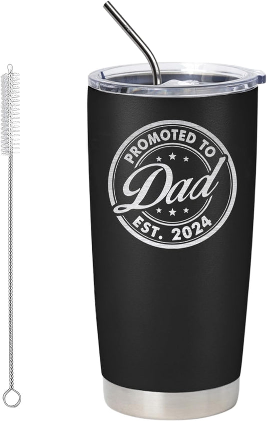 mailabeeus Promoted To Dad 2024 Tumbler, Dad Est 2024 Mug, Dad Established 2024 Coffee Cup, New Parents Gifts, First Time Daddy Gifts For Fathers Day And Christmas, Father To Be, Daddy To Be Gift Ideas