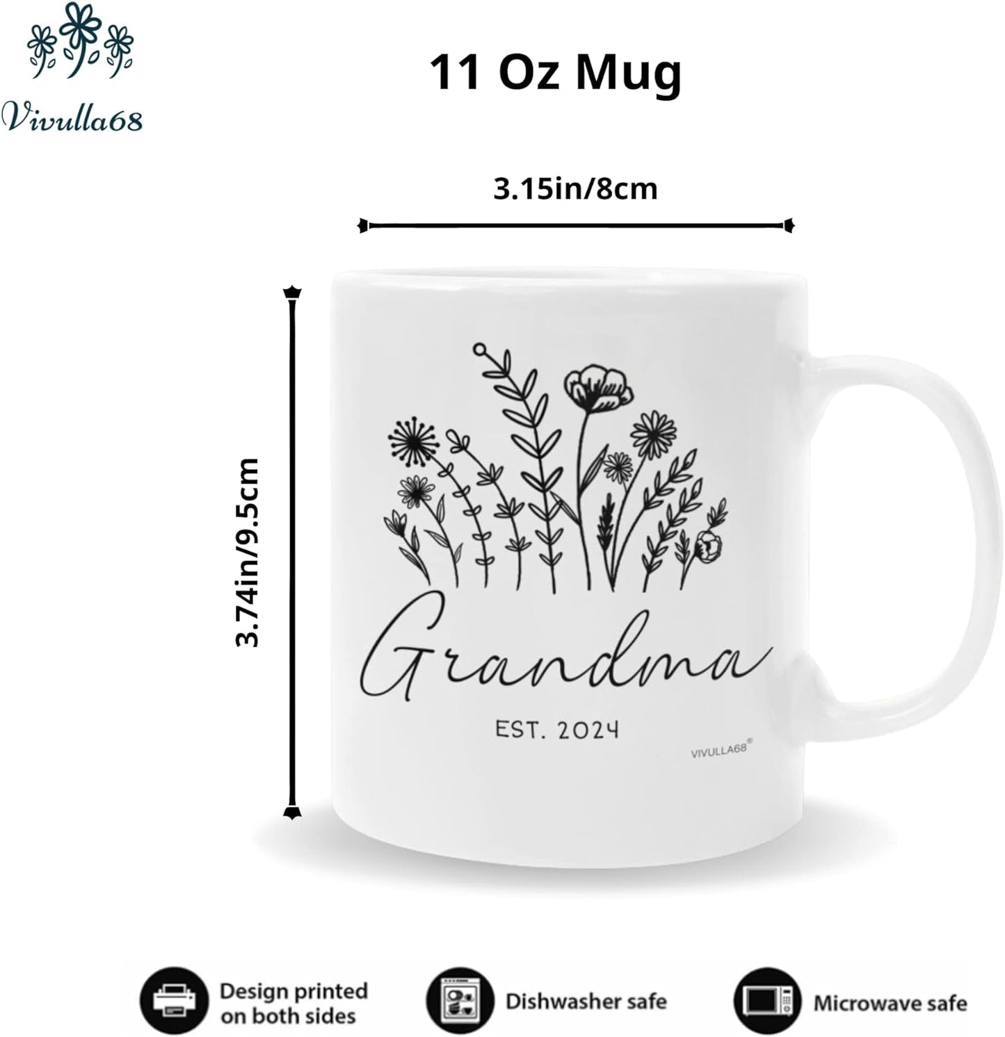 mailabeeus New Grandparents Gifts First Time 2024, Pregnancy Announcement For Grandparents Mug Set, Promoted To Grandparents Grandma And Grandpa 2024 Mugs, Grandparents Baby Announcement Gifts Est 2024