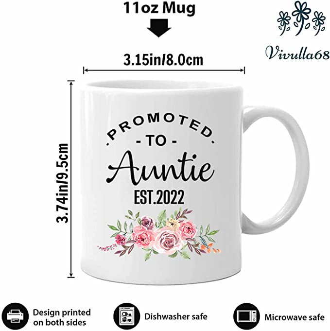 mailabeeus Promoted to Aunt Coffee Mugs, New Auntie Gifts, Auntie Announcement Gifts, Best Friends Promoted to Aunt, Aunty to be, Sister to Aunt, New Aunt Gifts, Future Aunt Gifts, Auntie to be Gifts