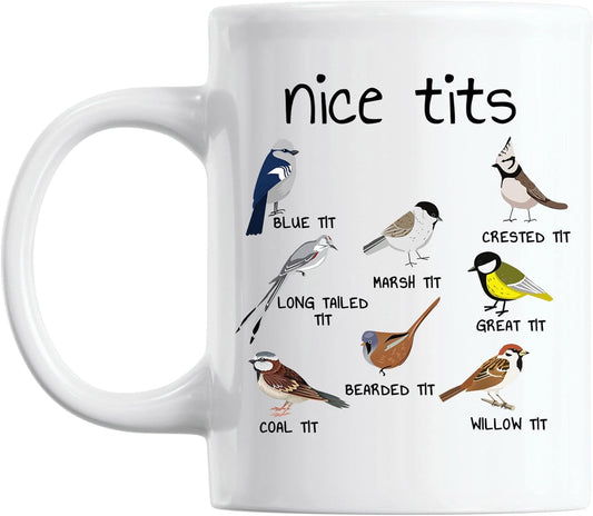 mailabeeus Nice Tits Bird Mug, Fowl Language Bird Mug, Nice Tits Mug, Mug With Birds, Foul Language Bird Mug, Bird Mug, Bird Coffee Mug