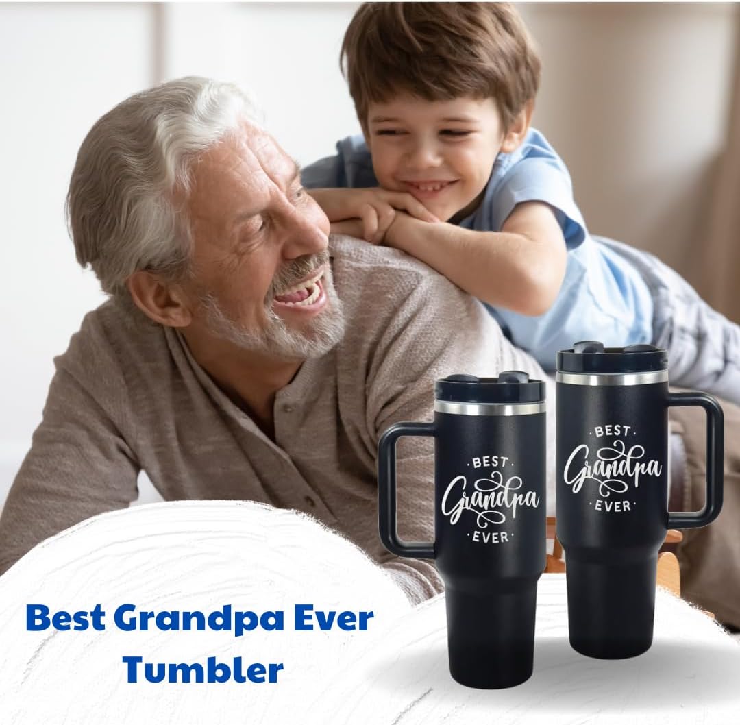 mailabeeus 40Oz Best Grandpa Ever Tumbler, Grandpa Gifts, Grandpa Birthday Gifts, Grandpa Christmas Gifts, Grandpa Gifts from Grandkids, Father's Day Gift from Grandkids, Presents for Grandpa