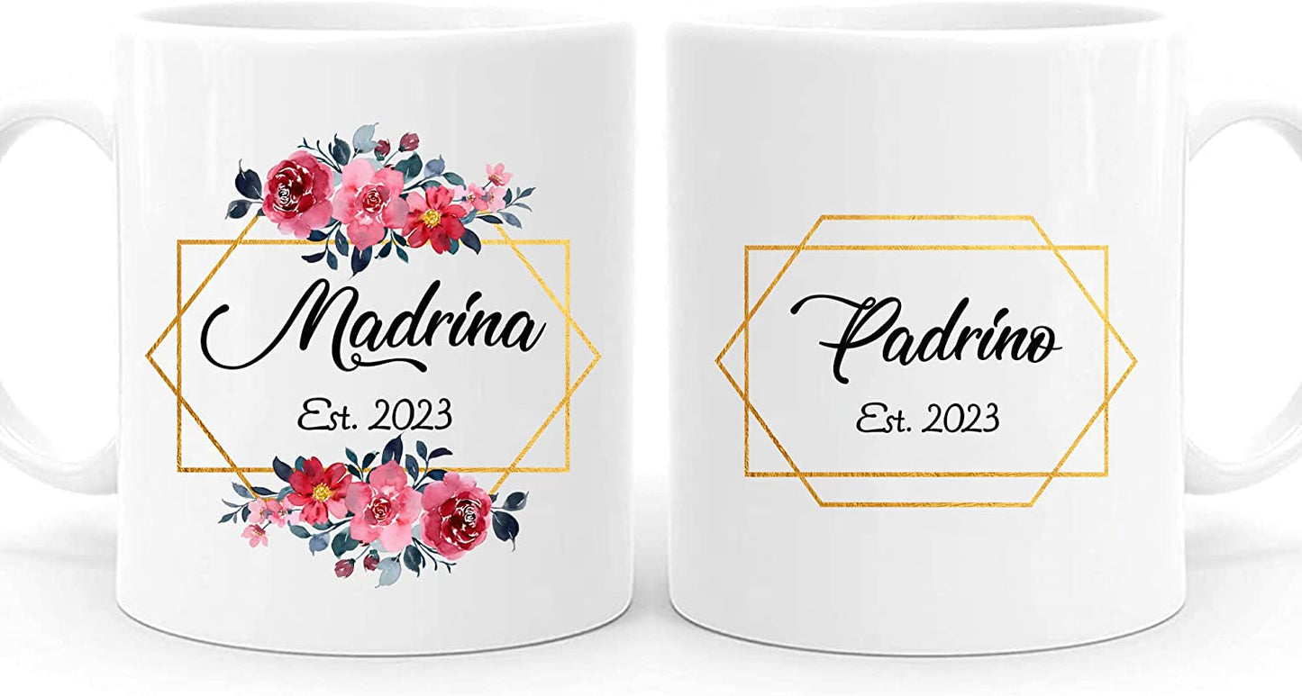 Padrinos De Bautizo Propuesta Set 2 Tazas Café 11Oz, Godparents Proposal Gift, Quieren Ser Mis Padrinos De Bautizo, Quieres Ser Mis Padrinos De Bautizo, Quieres Ser Mi Madrina est 2023