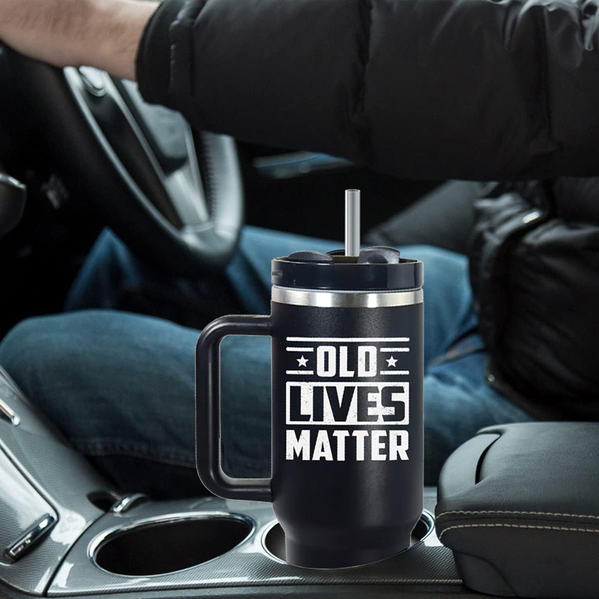 mailabeeus Old Lives Matter Birthday Gift For Men - Old Man Birthday Gifts Ideas - Funny Retirement Gifts For Men - Gag Gifts for Dad, Grandpa, Old Man, Senior Citizen - Mens Birthday Tumbler Cup 40oz