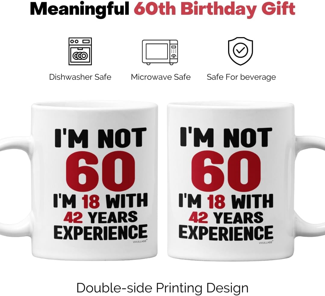 mailabeeus 60th Birthday Gifts For Men Women, 60 Birthday Gifts For Women Men, Birthday Gifts For 60 Year Old Man Woman, 1963 Birthday Gifts For Women Men, Happy 60th Birthday Gift Idea, Turning 60 Mug