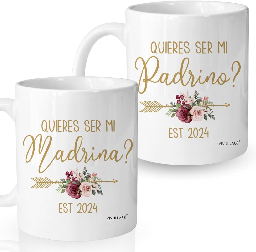 mailabeeus Quieres Ser Mis Padrinos De Bautizo, Bautizo Recuerdos Juego De 2 Tazas 2024, Recuerdos De Bautizo Para Niño, Niña, God parents Presents Proposal, Quieren Ser Mis Padrinos De Bautizo