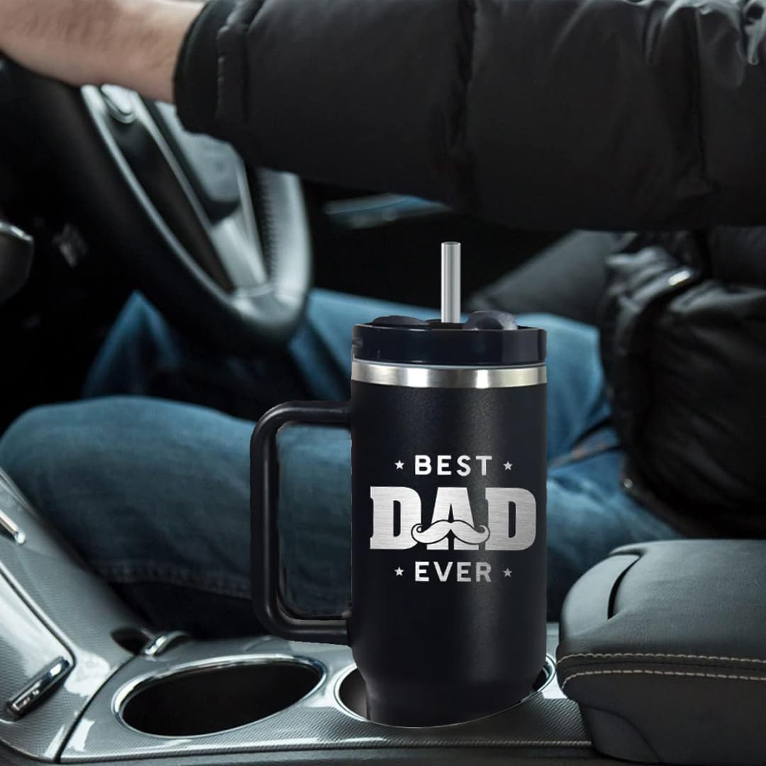 mailabeeus Best Dad Ever Tumbler 40oz, Best Dad Ever Gifts, Coffee Tumbler For Dad, Dad Tumbler For Man, Happy Birthday Dad, Father's Day Gifts Coffee Tumbler, Christmas Gifts for Dad, Dad Cups Tumbler