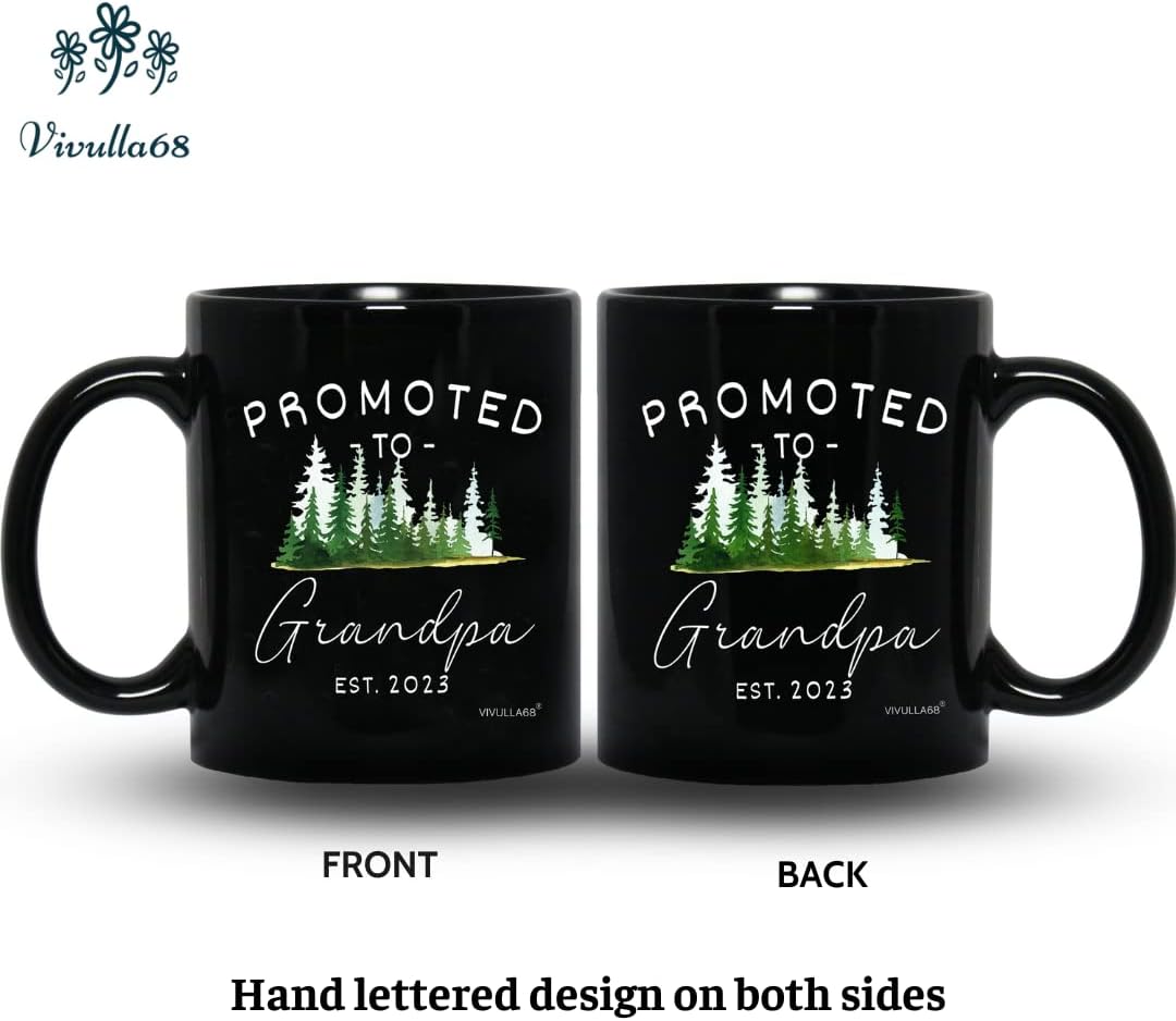 mailabeeus Pregnancy Announcement For Grandparents Mug Set, Promoted To Grandparents Grandma And Grandpa 2023 Mugs, New Grandparents Gifts First Time 2023, Grandparents Baby Announcement Gifts (Black)