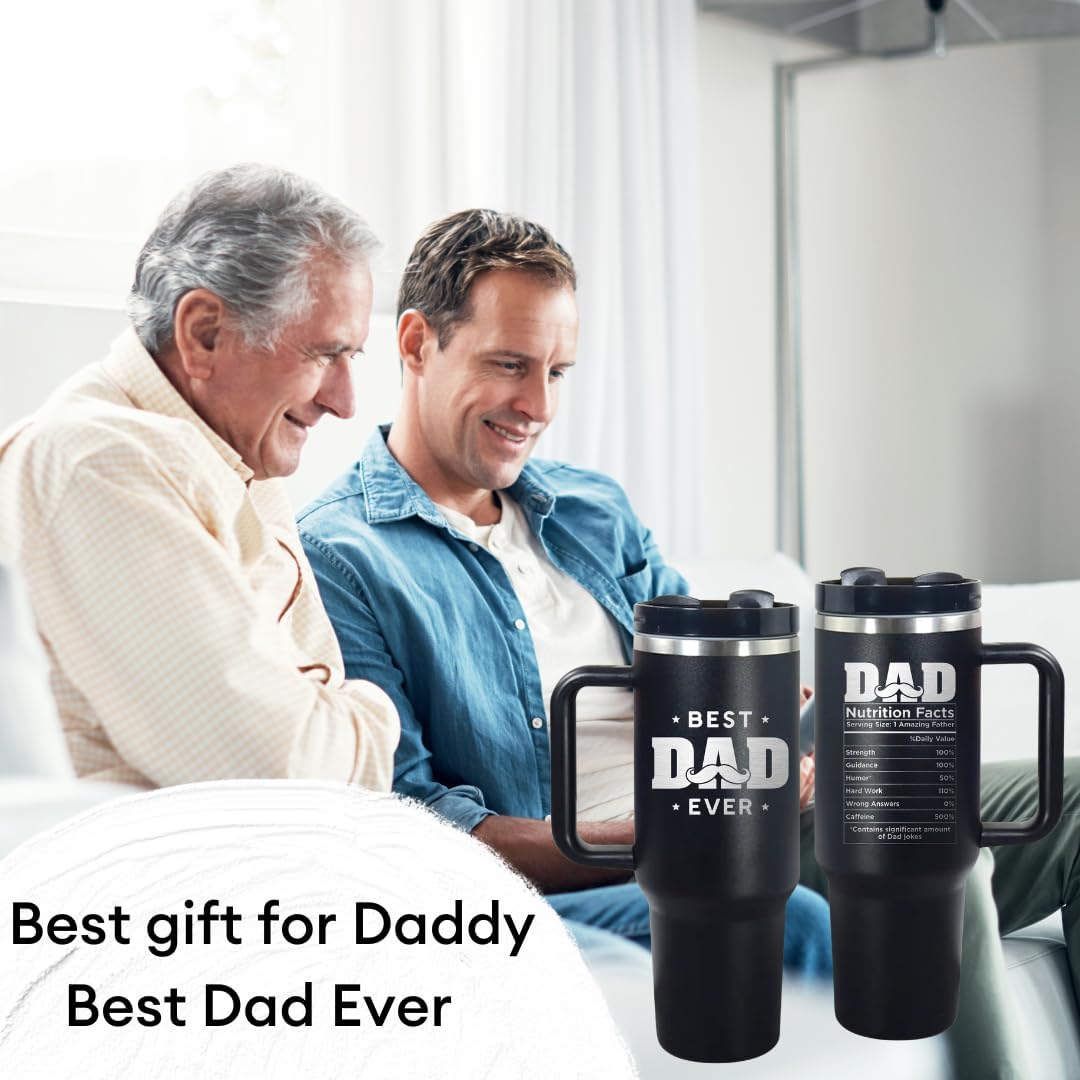 mailabeeus Best Dad Ever Tumbler 40oz, Best Dad Ever Gifts, Coffee Tumbler For Dad, Dad Tumbler For Man, Happy Birthday Dad, Father's Day Gifts Coffee Tumbler, Christmas Gifts for Dad, Dad Cups Tumbler