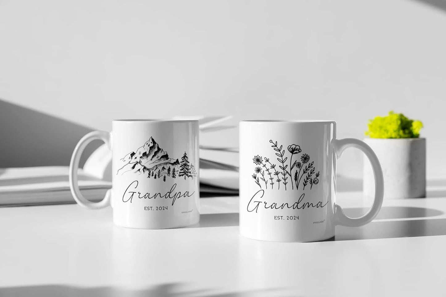 mailabeeus New Grandparents Gifts First Time 2024, Pregnancy Announcement For Grandparents Mug Set, Promoted To Grandparents Grandma And Grandpa 2024 Mugs, Grandparents Baby Announcement Gifts Est 2024