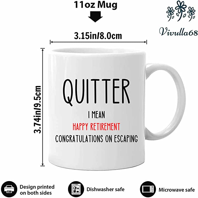 mailabeeus Funny Retirement Gifts for Men, Fun Retirement Gifts for Women, Retirement Cups, Ideas for Retirement Gifts for Men 2022, Quitter Retirement Mug, Retirement Gag Gifts for Men, Retired Women