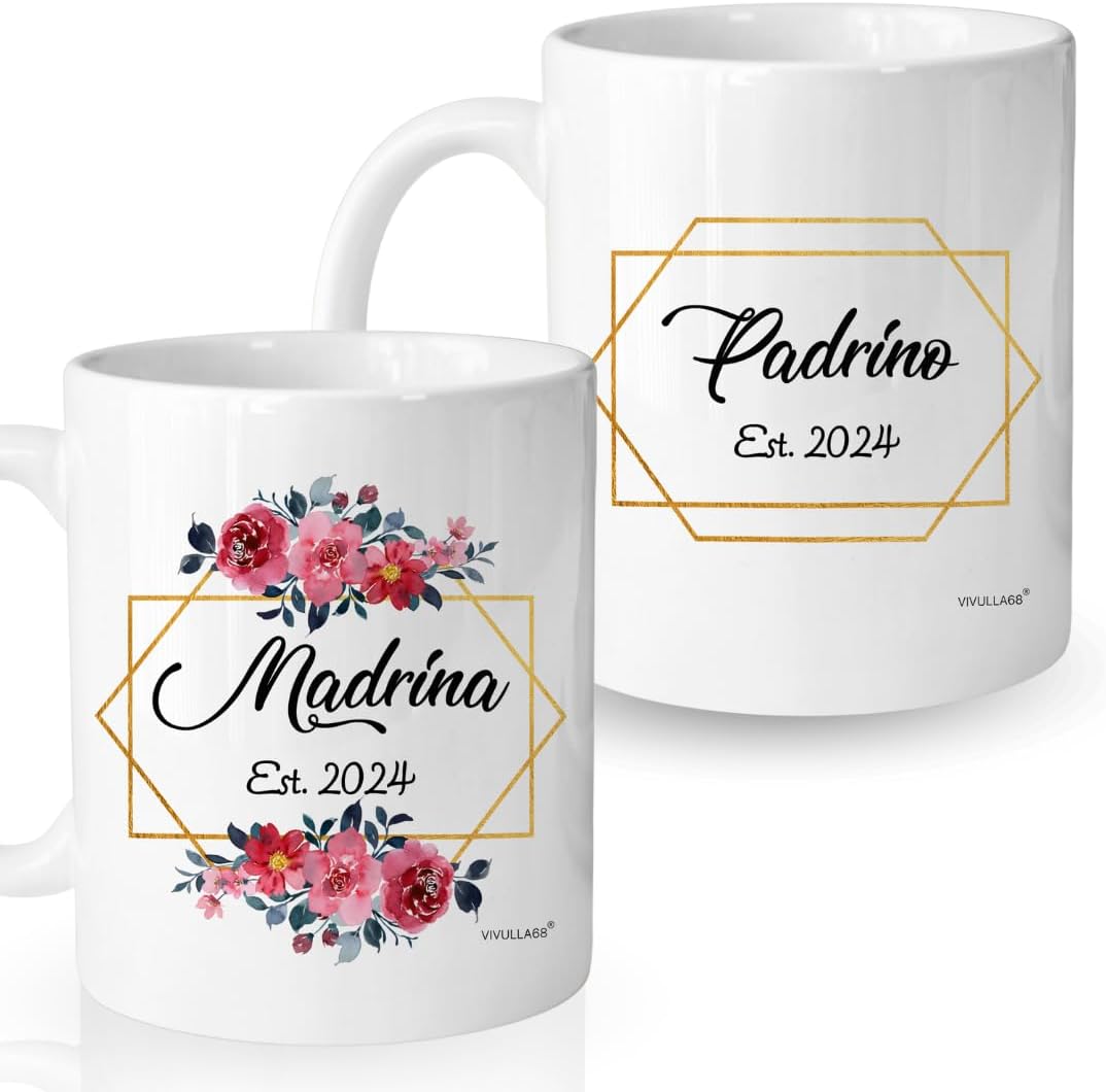 mailabeeus Padrinos De Bautizo Propuesta Set 2 Tazas Café 11Oz, Godparents Proposal Gift, Quieren Ser Mis Padrinos De Bautizo, Quieres Ser Mis Padrinos De Bautizo, Quieres Ser Mi Madrina est 2024