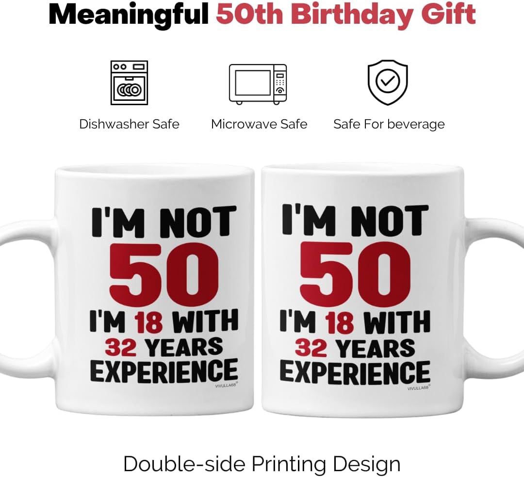 mailabeeus 50th Birthday Gifts For Him, Women Mens 50th Birthday Gift Ideas, 50th Birthday Gifts For Men Funny, Fifty Birthday Gifts For Men And Women, Turning 50 Gifts, 50th Cups, 50th Birthday Mug