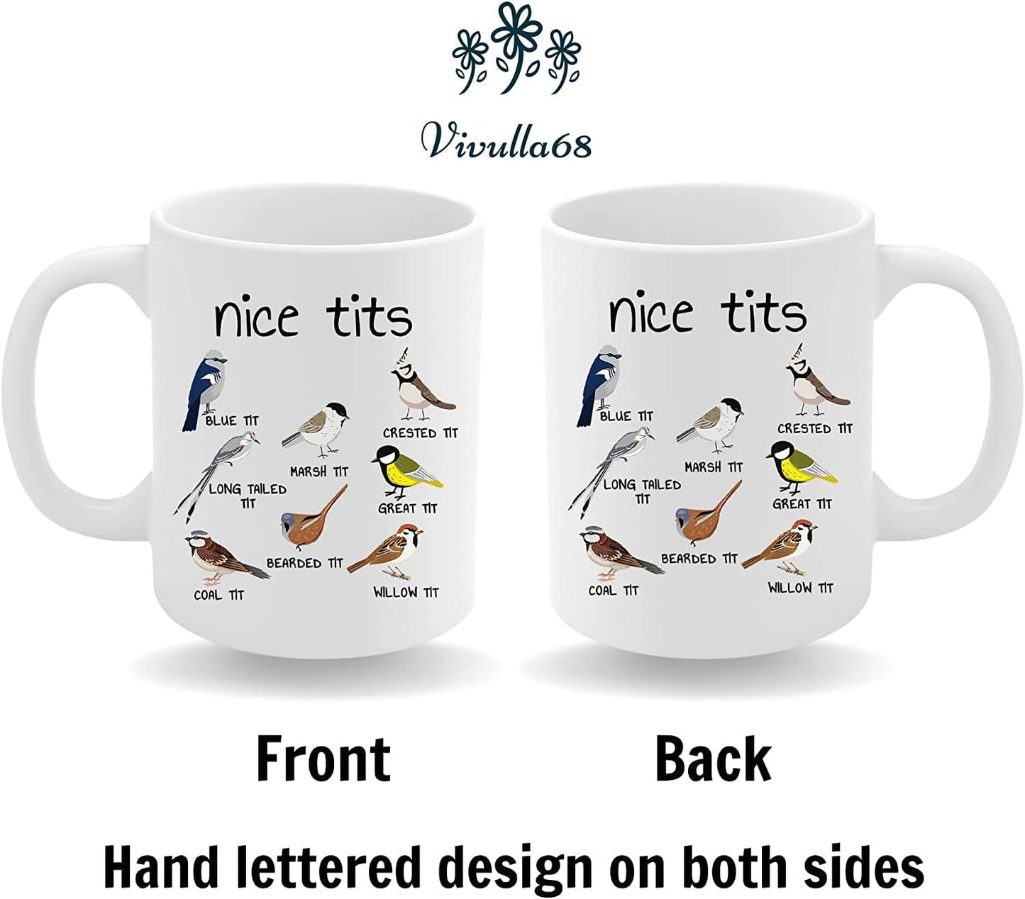 mailabeeus Nice Tits Bird Mug, Fowl Language Bird Mug, Nice Tits Mug, Mug With Birds, Foul Language Bird Mug, Bird Mug, Bird Coffee Mug