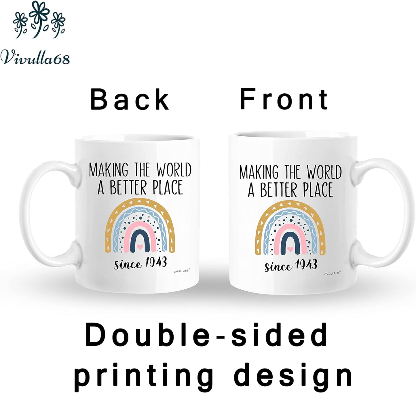 mailabeeus 80th Birthday Gifts for Women, 80 Year Old Birthday Gifts for Women, 1943 Birthday Gifts for Women, Cool Gifts for 80 Year Old Woman Birthday, 80 Birthday Gifts for Women, Turning 80 Mug