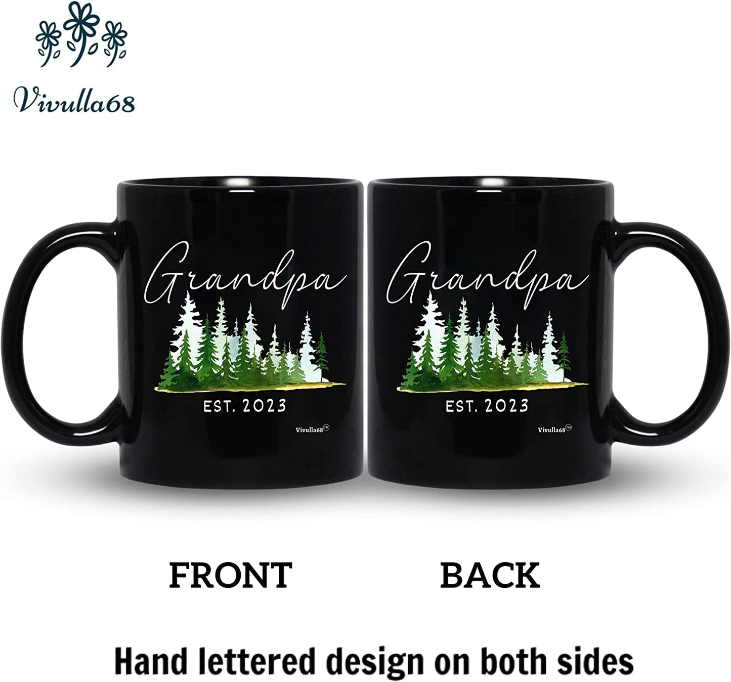 mailabeeus Pregnancy Announcement For Grandparents Mug Set, Promoted To Grandparents Grandma And Grandpa 2023 Mugs, Grandma And Grandpa Announcement Gifts, Grandparents Baby Announcement Gifts (Black)