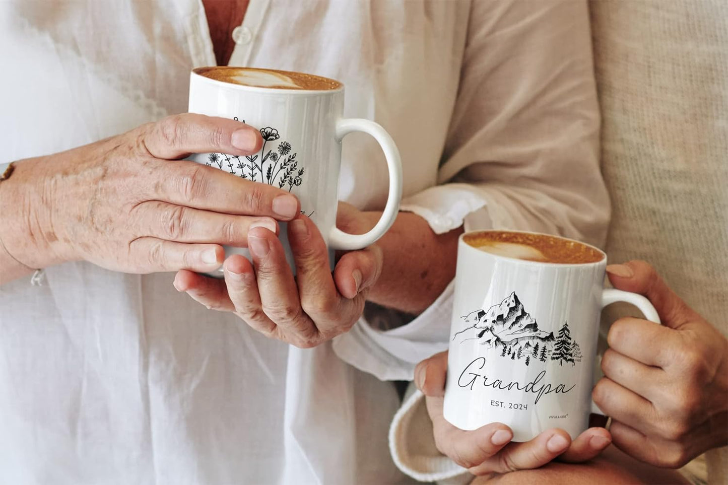 mailabeeus New Grandparents Gifts First Time 2024, Pregnancy Announcement For Grandparents Mug Set, Promoted To Grandparents Grandma And Grandpa 2024 Mugs, Grandparents Baby Announcement Gifts Est 2024