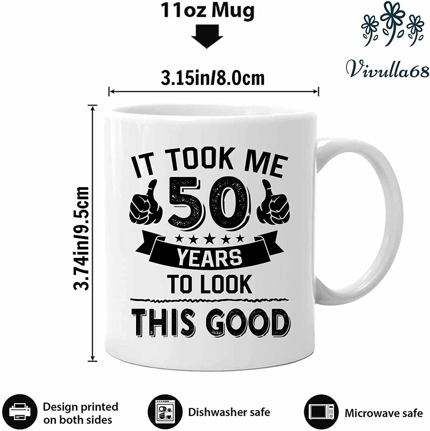 mailabeeus 50th Birthday Gifts For Women Men, Men's 50th Birthday Gift Ideas, Cool Gifts For 50 Year Old Woman, Funny 50th Birthday Gifts For Men, 50th Birthday Coffee Mugs For Women, 50th Cups