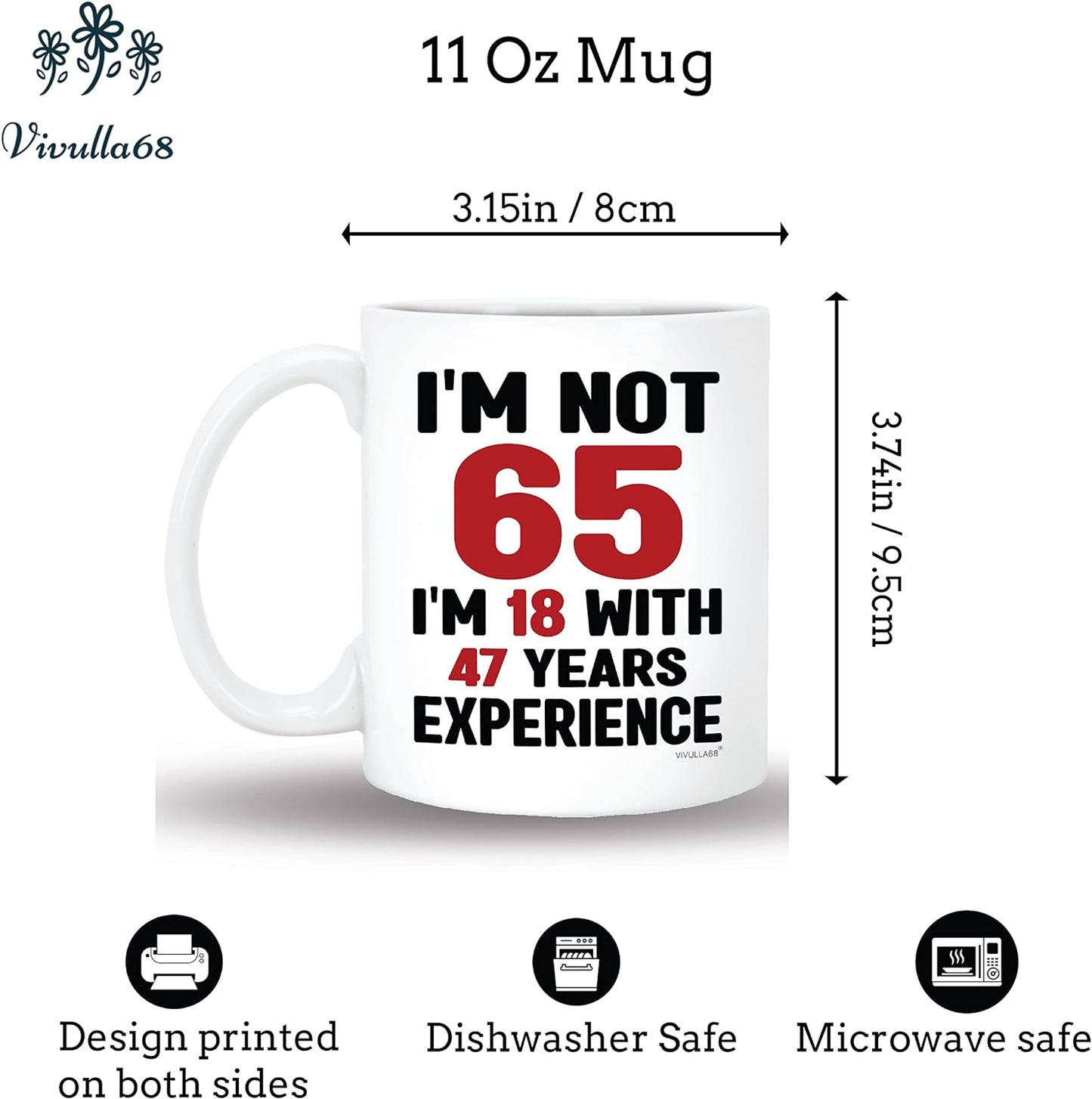 mailabeeus Happy 65th Birthday Gifts For Men Women, 65 Birthday Mug, 65 Birthday Gifts For Men Women, 1958 Birthday Gifts For Men Women, 65 Year Old Birthday Gifts Men Women, Gifts For 65 Year Old Man