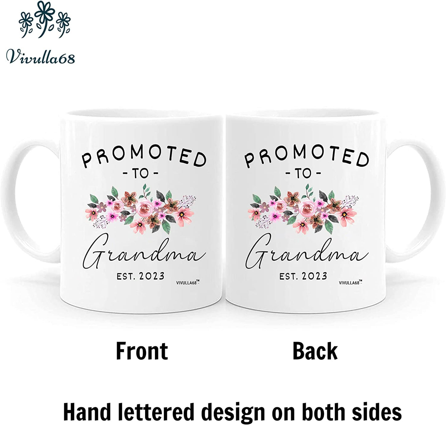 mailabeeus Promoted To Grandparents Grandma And Grandpa 2023 Mugs, Pregnancy Announcement For Grandparents Mug Set, Grandma And Grandpa Announcement Gifts, Grandparents Baby Announcement Gifts