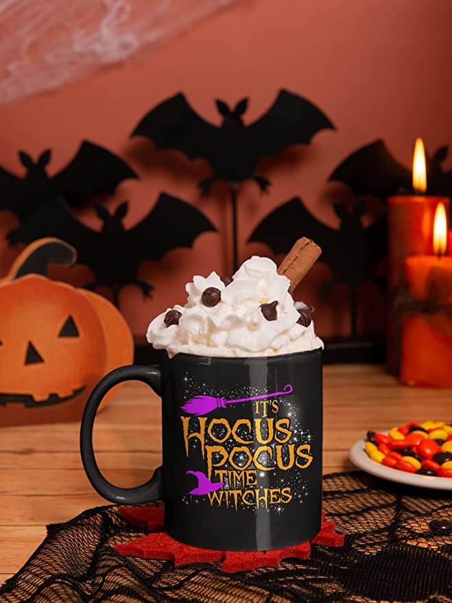 Azeo It's Hocus Pocus Time Witches Black 11Oz, Mug, Cauldron Halloween Decor, Coffee Sanderson Sisters Brew Cup, Its To Focus