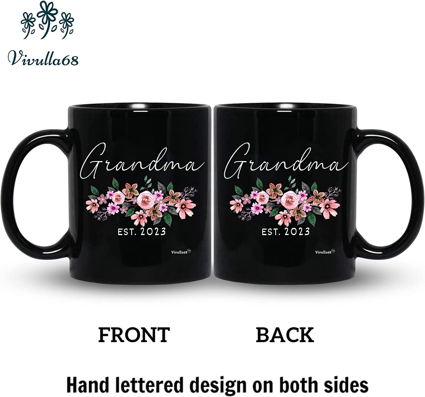 mailabeeus Pregnancy Announcement For Grandparents Mug Set, Promoted To Grandparents Grandma And Grandpa 2023 Mugs, Grandma And Grandpa Announcement Gifts, Grandparents Baby Announcement Gifts (Black)