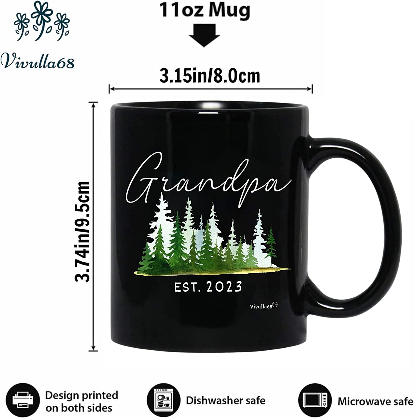 mailabeeus Pregnancy Announcement For Grandparents Mug Set, Promoted To Grandparents Grandma And Grandpa 2023 Mugs, Grandma And Grandpa Announcement Gifts, Grandparents Baby Announcement Gifts (Black)