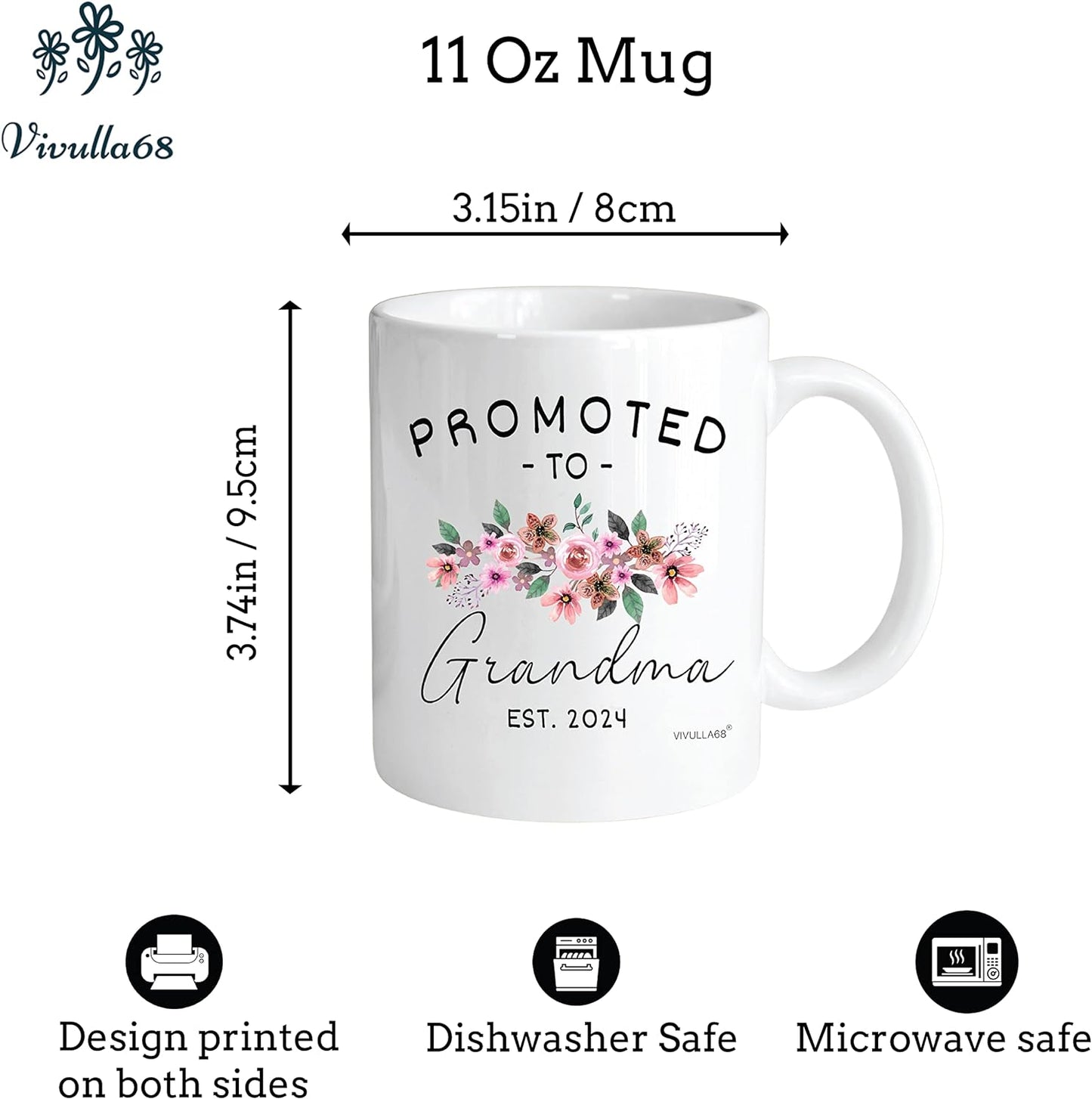 mailabeeus Promoted To Grandparents Grandma And Grandpa 2024 Mugs, Pregnancy Announcement For Grandparents Mug Set, Grandma And Grandpa Announcement Gifts, Grandparents Baby Announcement Christmas Gift