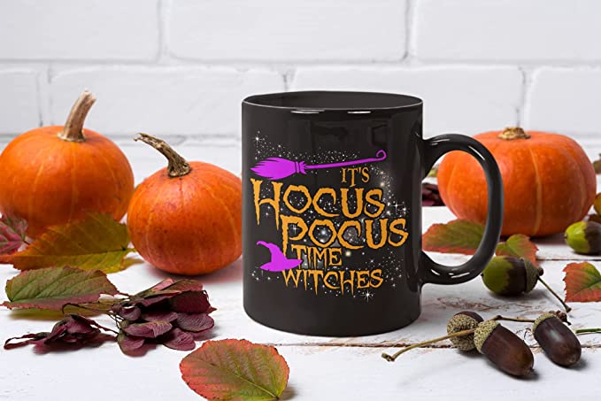 Azeo It's Hocus Pocus Time Witches Black 11Oz, Mug, Cauldron Halloween Decor, Coffee Sanderson Sisters Brew Cup, Its To Focus
