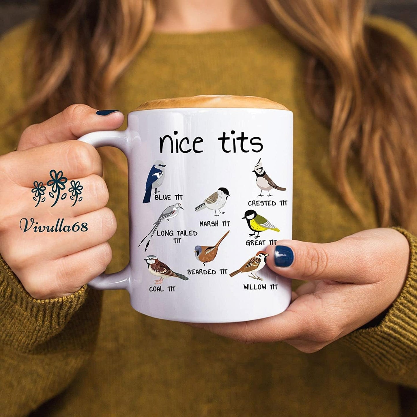 mailabeeus Nice Tits Bird Mug, Fowl Language Bird Mug, Nice Tits Mug, Mug With Birds, Foul Language Bird Mug, Bird Mug, Bird Coffee Mug