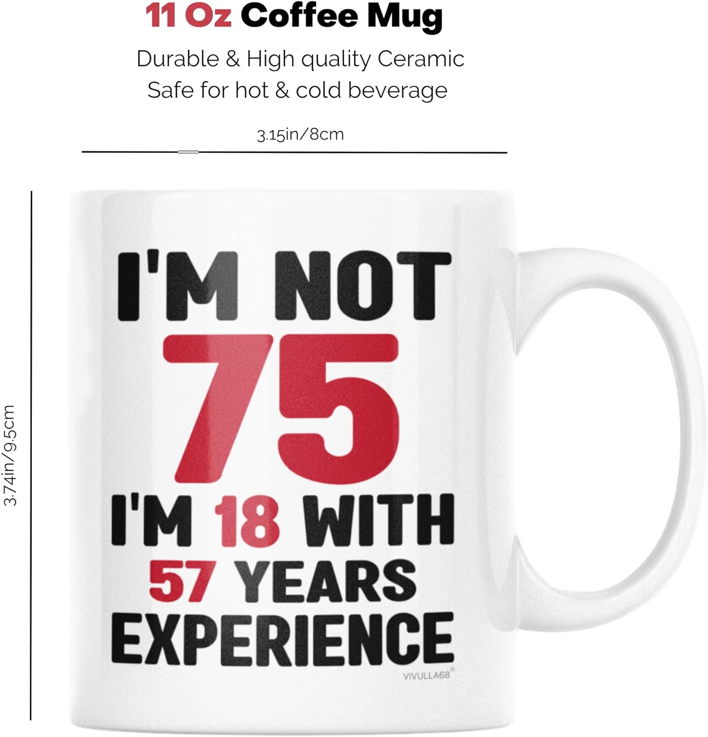 mailabeeus 75th Birthday Gifts For Men, 75th Birthday Gifts For Women, Gifts For 75 Year Old Men Woman, 1948 Birthday Gifts For Men Women, 75th Birthday Mug For Mom Dad, 75th Birthday Mug