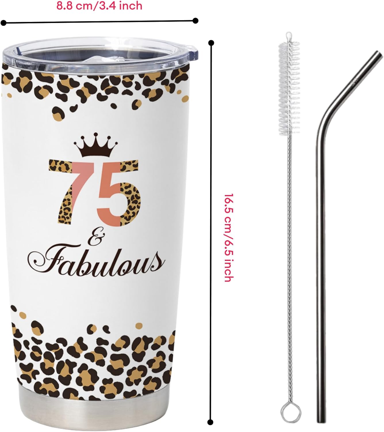 mailabeeus 75th Birthday Gifts For Women, 1948 Birthday Gifts, Gifts For 75 Year Old Woman, Gifts For Women Turning 75, 75th Birthday Travel Coffee Mug For Mom, 75th Birthday Tumbler 20 Oz