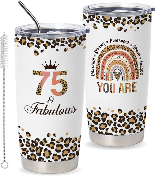 mailabeeus 75th Birthday Gifts For Women, 1948 Birthday Gifts, Gifts For 75 Year Old Woman, Gifts For Women Turning 75, 75th Birthday Travel Coffee Mug For Mom, 75th Birthday Tumbler 20 Oz