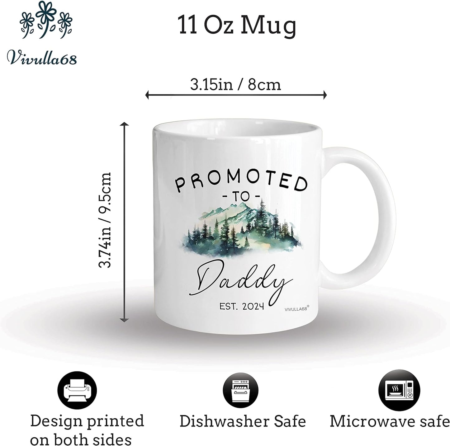 mailabeeus Promoted to Parents Mommy Daddy 2024 Mugs, New Parent Gifts for Couple, New Mom and Dad Gifts First Time 2024, New Parents Christmas Gifts, Parent Coffee Mugs, Mom and Dad Mugs