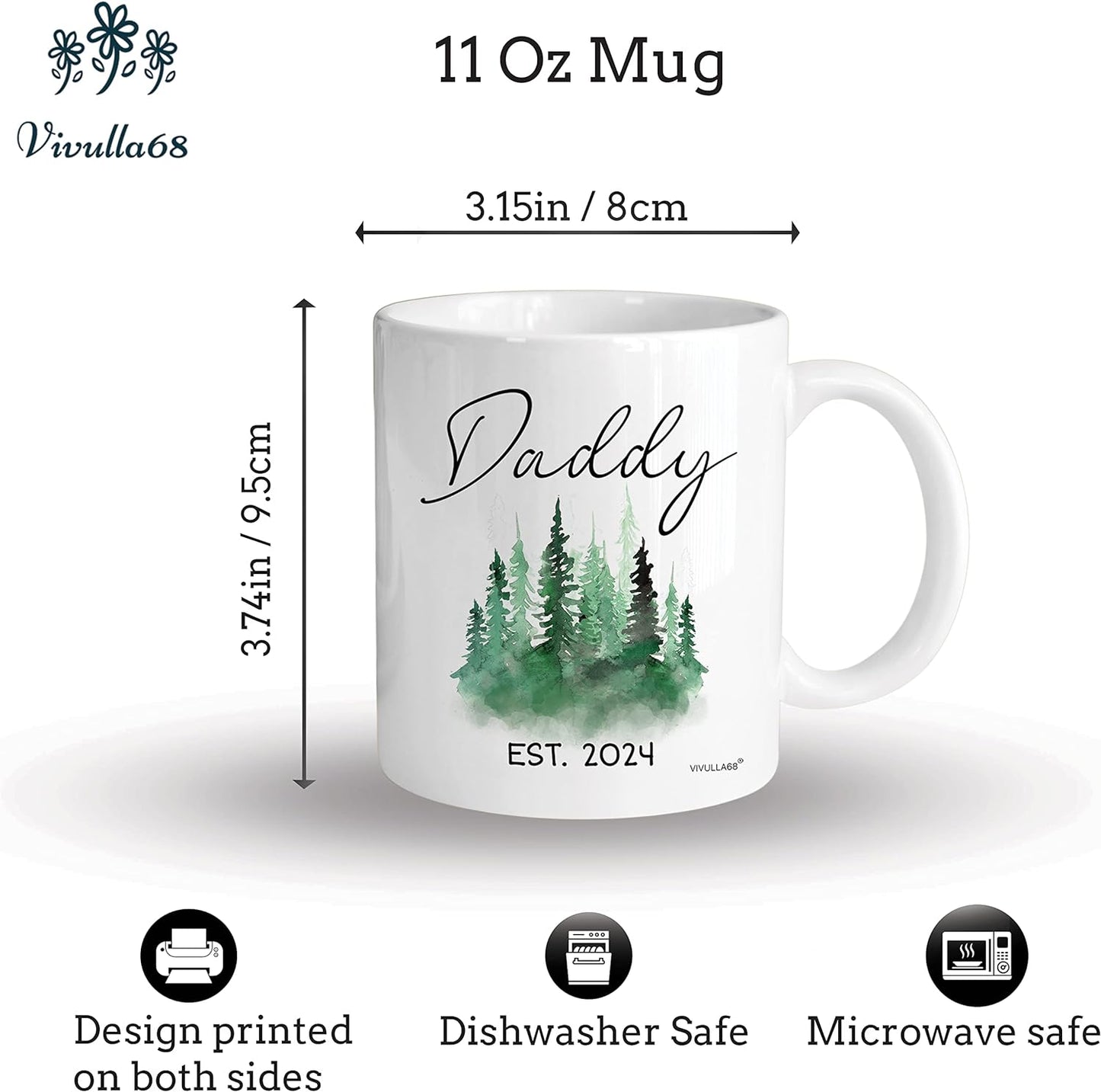 mailabeeus Mommy Daddy Est 2024 Mugs, Pregnancy Announcement For Parents Mug Set, New Mom and Dad Gifts First Time 2024, New Parent Gifts, Baby Announcement Mug, Mom and Dad Mugs