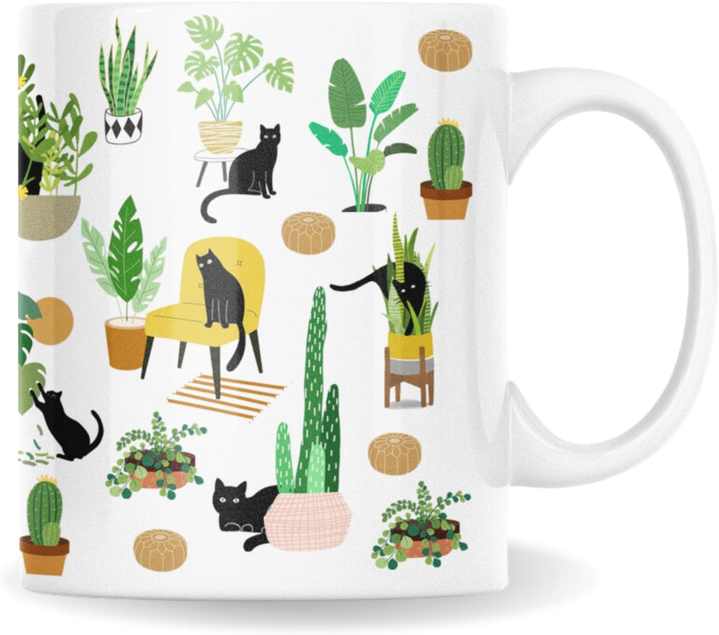 mailabeeus Cat And Plant Mug, Gardening Gifts For Women, Cat Christmas Gifts For Women, Cat Cup, Cat Coffee Mugs For Cat Lovers, Plant Lover Gifts For Women, Cat Themed Gifts For Women, Plant Mom Gifts