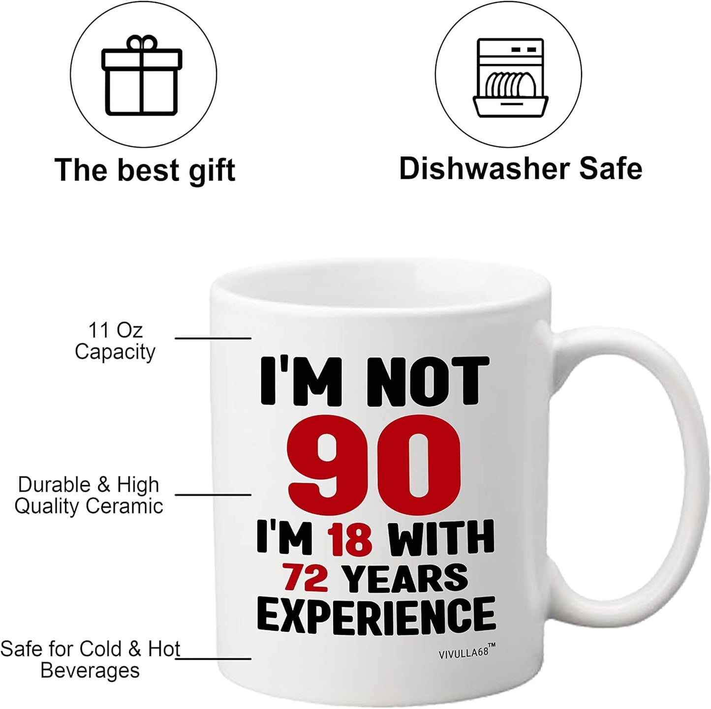 mailabeeus 90th Birthday Gifts For Women Men, 90 Year Old Birthday Gifts For Women, 90th Birthday Gift Ideas, Gifts For 90 Year Old Woman Man, 90 Yr Old Birthday, 90th Birthday Cups For Grandma Grandpa