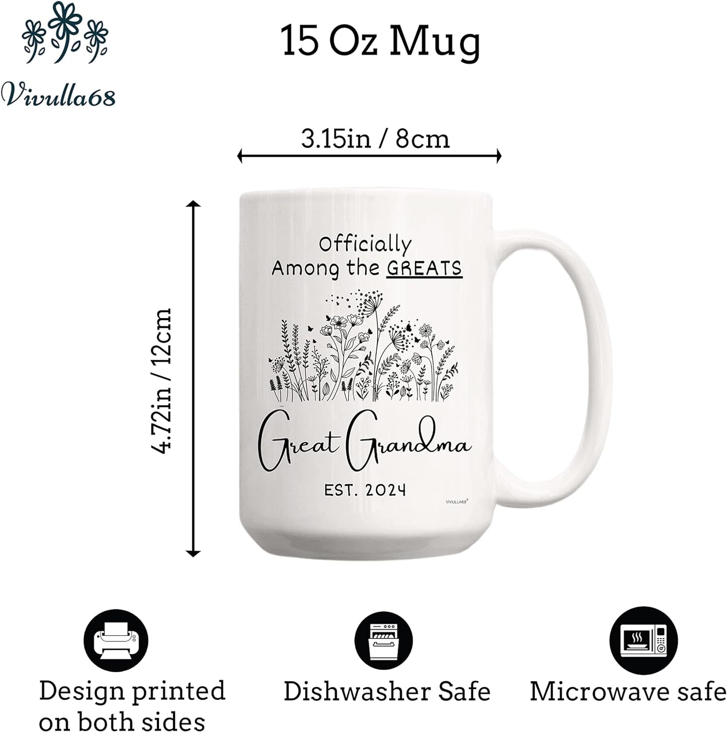 mailabeeus Great Grandma Mug 2024, New Great Grandma Gifts, Youre Going To Be Great Grandparents Gifts, Presents For Great Grandma Pregnancy Announcement, Happy Mothers Day Gifts for Great Grandmother