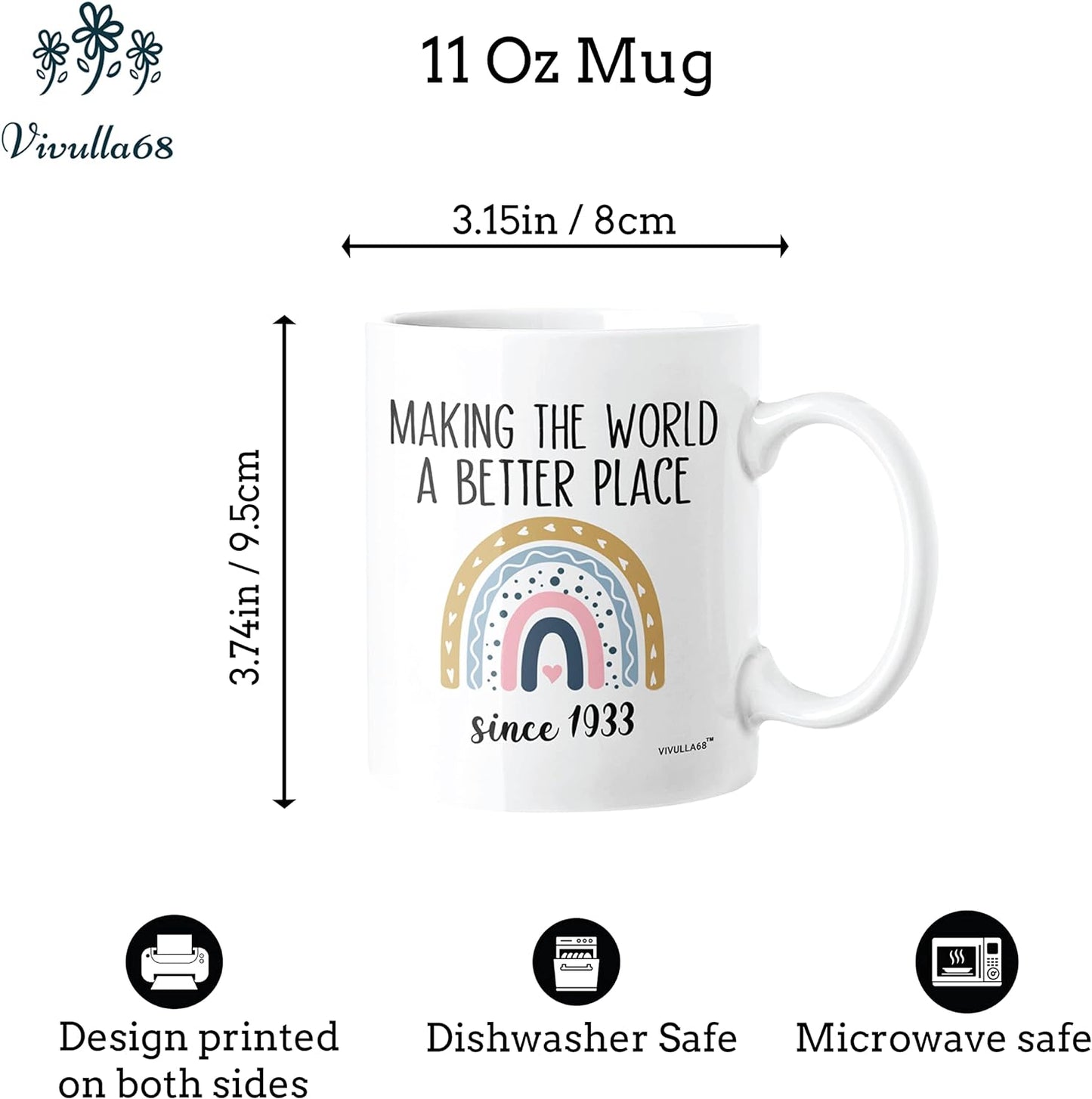 mailabeeus 90th Birthday Gifts for Women, 90th Birthday Ideas, 1933 Birthday, Gifts for 90 Year Old Woman, 90th Birthday Gifts for Men, 90 Year Old Birthday Gifts for Women, Grandma 90th Birthday Cups